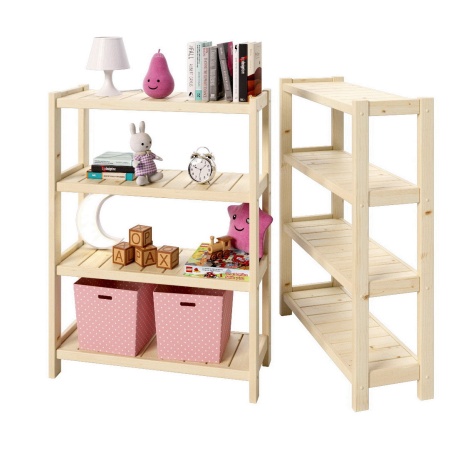 Стеллаж Классический, этажерка 4 полки, 122х91х35 см, деревянный, ХСК-10