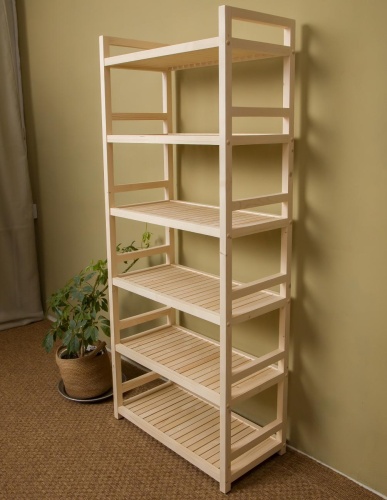 Стеллаж деревянный 6 полок, 165 х 70 х 35 см, Универсальный, СУ-04