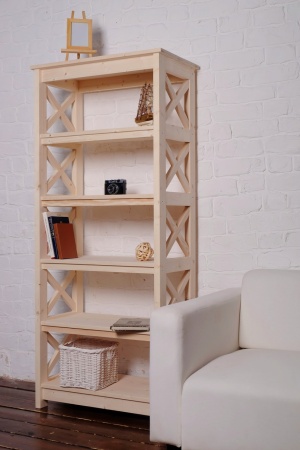 Этажерка в стиле Прованс средняя, 6 полок, 165х71х40 см деревянная, ХСП-05