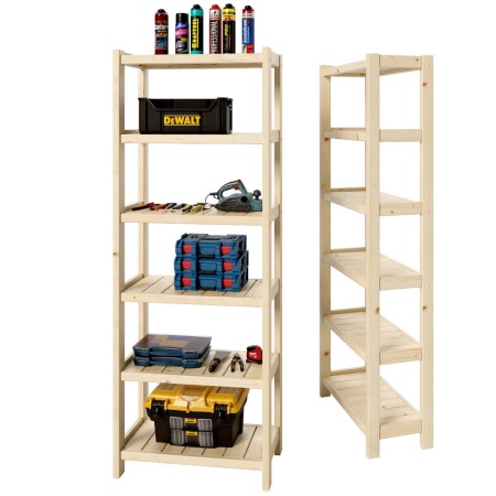 Стеллаж Классический 6 полок, 194х72х35 см, деревянный, XСК-05