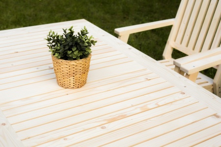 Купить  Комплект дачной мебели деревянный 140 см (Стол, 4 Кресла) , КМР-01