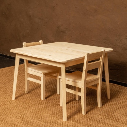 Детский Стол Большой и 2 стула деревянных, комплект на 2 ребенка (Столик 75х75см + 2 Стульчика), КМД-03