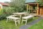 Купить  Комплект дачной мебели на 12 человек 200 см (Стол, 4 лавки) деревянный, КМР-26