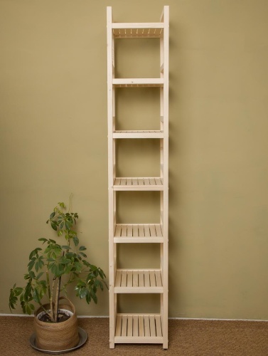 Стеллаж деревянный 7 полок, 195 х 35 х 35 см, Универсальный, СУ-03