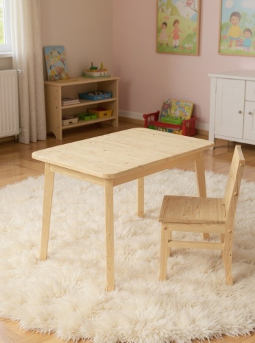 Детский Стол и Стул деревянный, комплект (Столик 75х50см + Стульчик). КМД-01