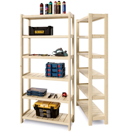 Стеллаж Классический 6 полок, 194х91х35 см, деревянный, ХСК-04