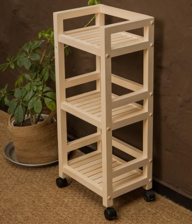 Тумба на колесиках деревянная, 3 полки, 75 х 35 х 25, Универсальная, СУ-26