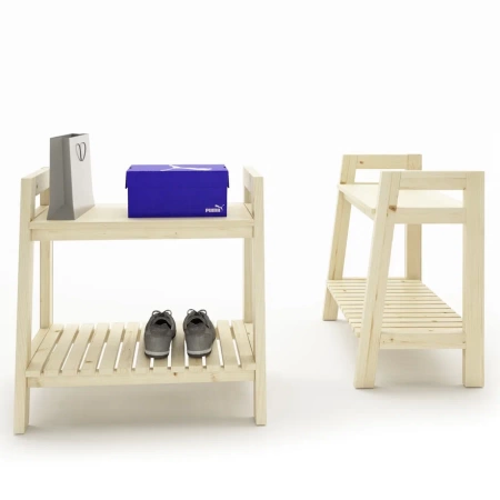 Тумба для обуви в стиле Лестница, 2 полки, 69х70х41,6 см, деревянная,СЛП-12