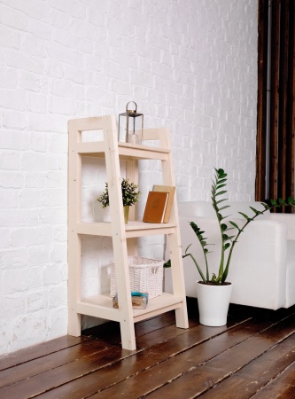 Этажерка в стиле Лестница, 3 полки 109х50х41,6 см деревянная, ХСЛ-09