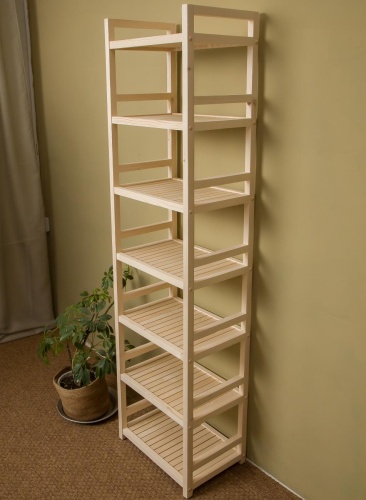 Стеллаж деревянный 7 полок, 195 х 52 х 35 см, Универсальный, СУ-02