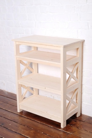 Этажерка в стиле Прованс средняя, 4 полки, 91х71х40 см деревянная, ХСП-08