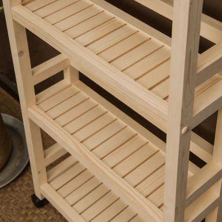 Этажерка узкая на колесиках деревянная, 3 полки, 75 х 52 х 17, Универсальная, СУ-35