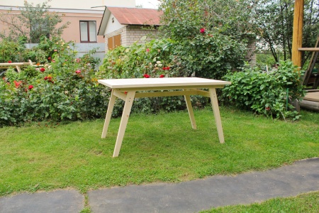 Купить  Комплект дачной мебели на 6 человек 140 см (Стол, 2 лавки) деревянный, КМР-21