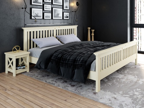 Кровать двухспальная 200х200 см с изножьем деревянная Прованс, КР-12
