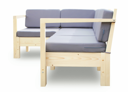 Диван угловой с подушками деревянный на 3 человека, КМЛ-11