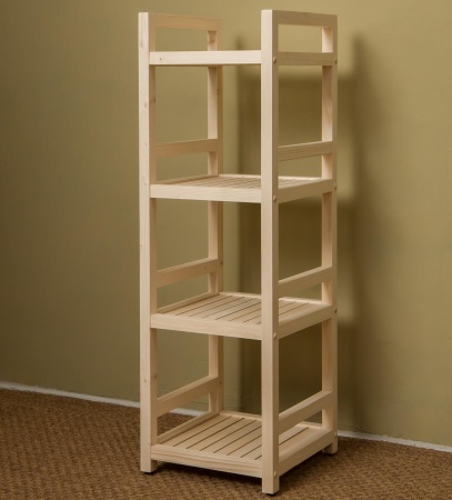 Стеллаж деревянный, этажерка 4 полки, 105 х 35 х 35 см, Универсальный, СУ-12