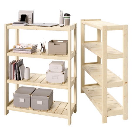 Стеллаж Классический, этажерка 4 полки, 122х91х35 см, деревянный, ХСК-10