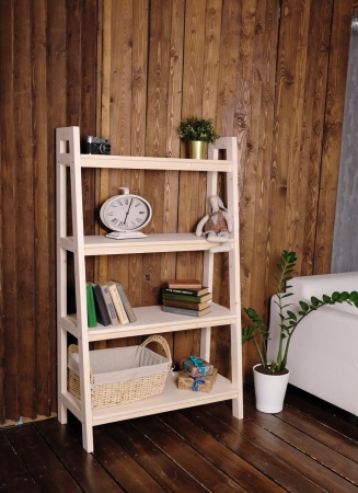 Этажерка в стиле Лестница, 4 полки, 149х90х41,6 см деревянная, ХСЛ-04