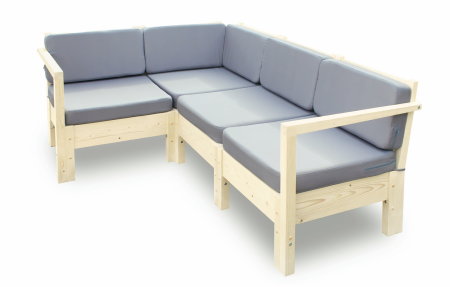 Диван угловой с подушками деревянный на 3 человека, КМЛ-11