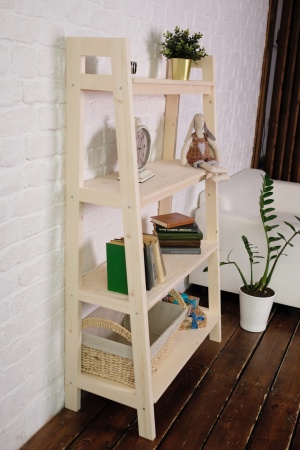 Этажерка в стиле Лестница, 4 полки, 149х90х41,6 см деревянная, ХСЛ-04