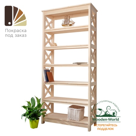 Стеллаж в стиле Прованс широкий, 7 полок, 195х89х40 см, деревянный, ХСП-01 Стеллаж в стиле Прованс широкий, 7 полок, 195х89х40 см, деревянный, ХСП-01